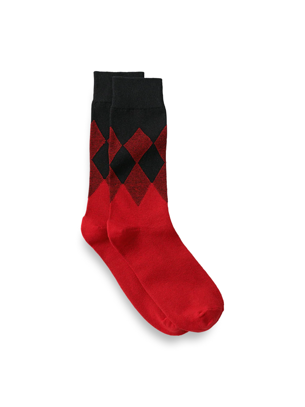 Argyle Cotton Blend Socks - Red/black