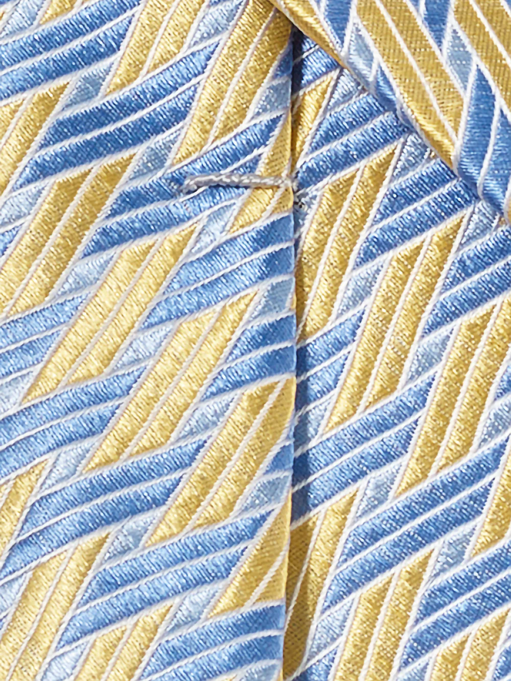 Basketweave Woven Silk Tie - Yellow/blue - Image 4