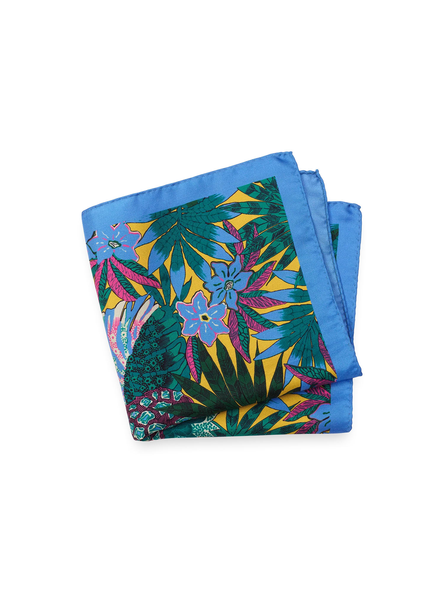 Botanical Silk Pocket Square - Yellow Multi