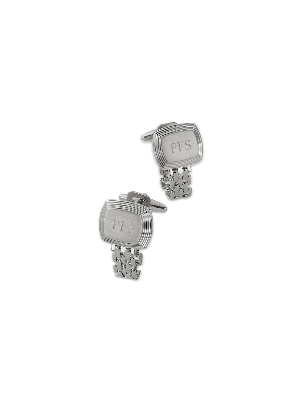 Chain Wrap Engravable Cufflinks - Silver