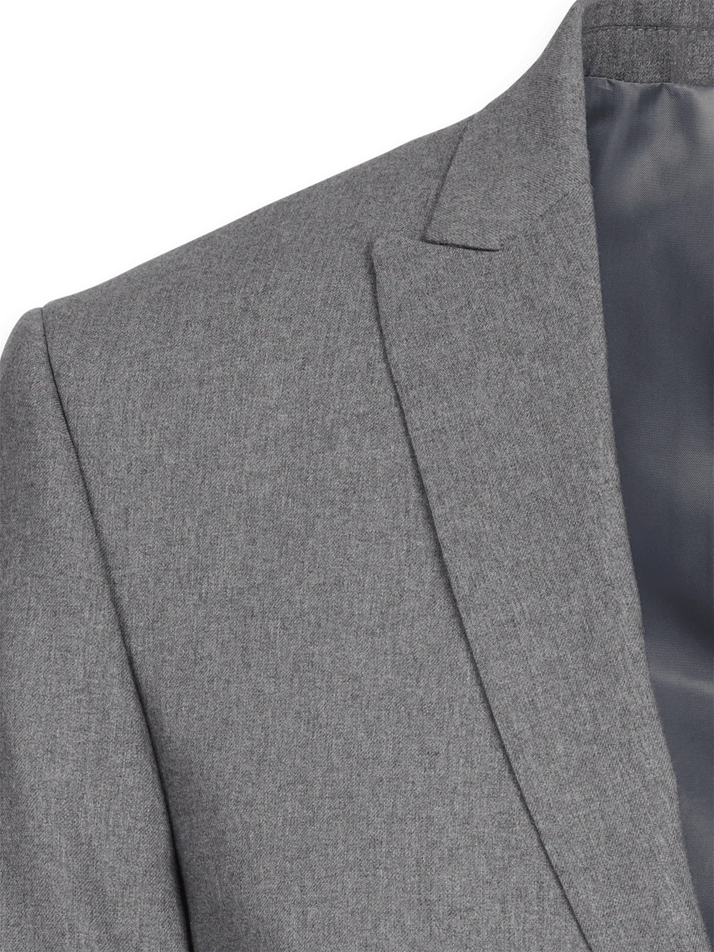 Classic Fit Essential Wool Peak Lapel Side Vents Suit Jacket - Grey - Image 3