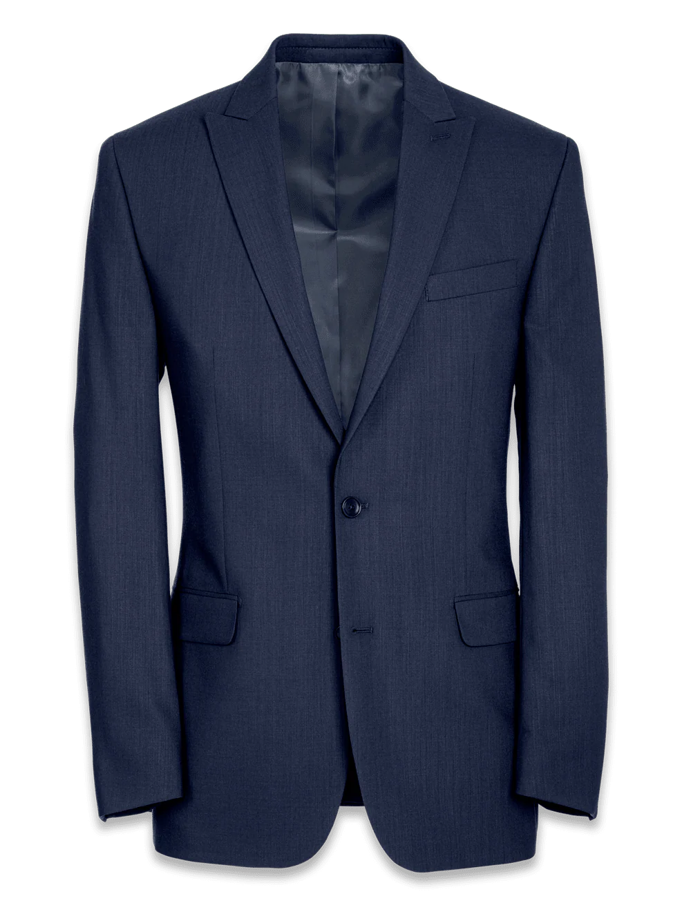 Classic Fit Essential Wool Peak Lapel Side Vents Suit Jacket - Navy