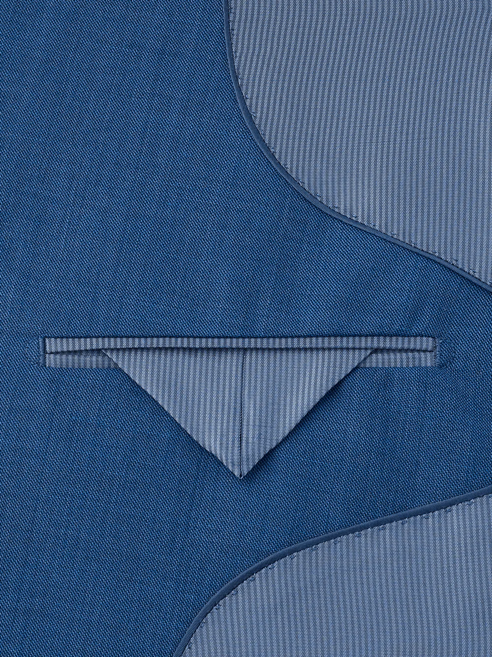 Classic Fit Sharkskin Double Breasted Peak Lapel Suit Jacket - Slate Blue - Image 3