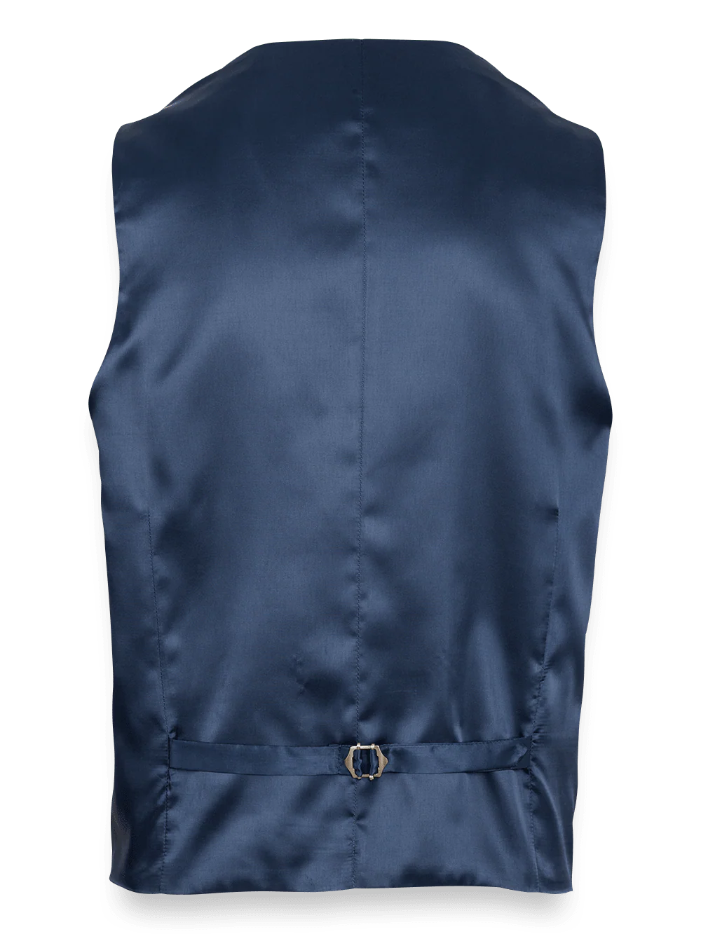 Classic Fit Sharkskin No Lapel Suit Vest - Slate Blue - Image 2