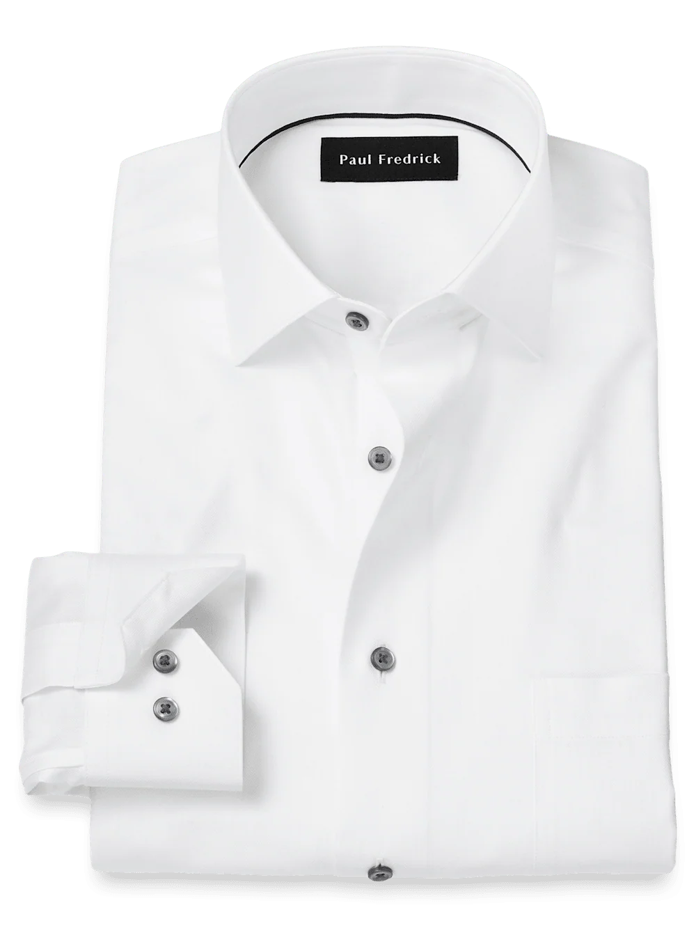 Comfort Stretch Non-Iron Herringbone Dress Shirt - White/black