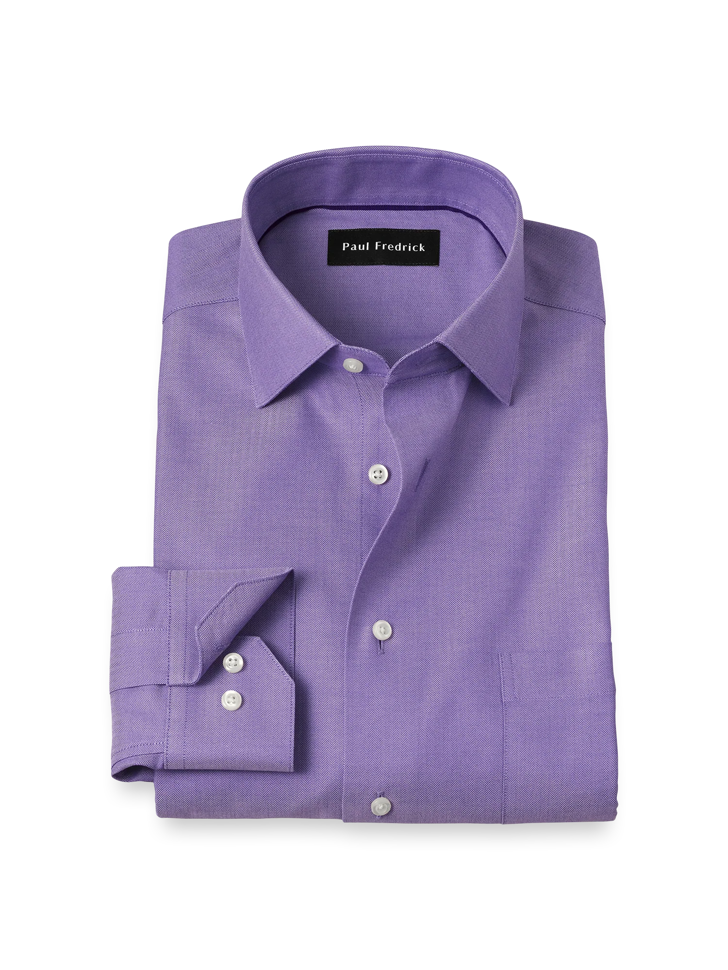 Comfort Stretch Non-Iron Herringbone Dress Shirt - Purple