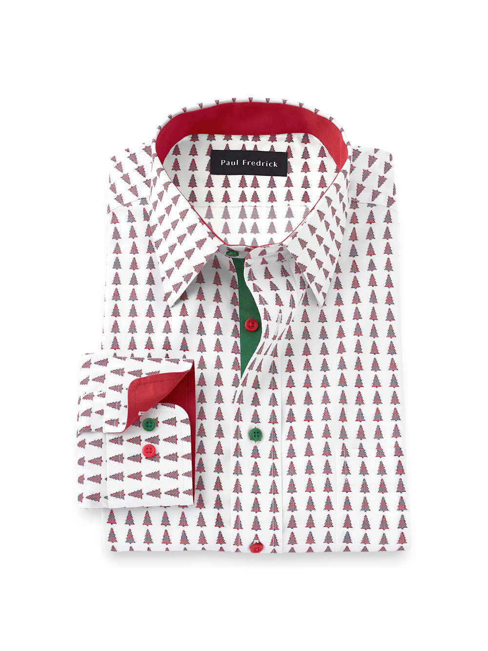 Comfort Stretch Non-Iron Novelty Dress Shirt With Contrast Trim - Red/green
