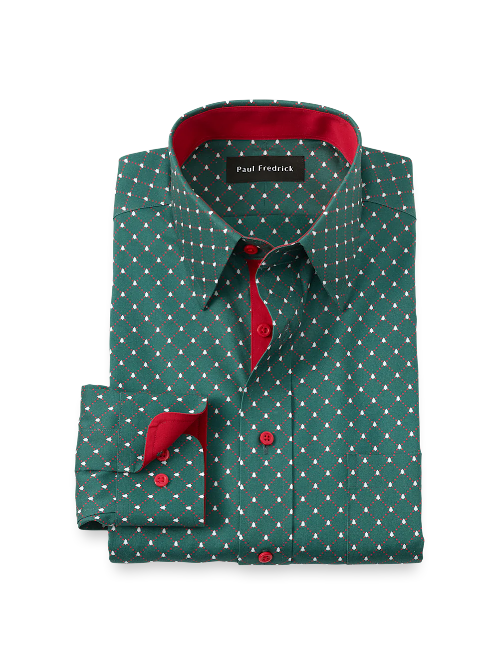 Comfort Stretch Non-Iron Novelty Dress Shirt With Contrast Trim - Green