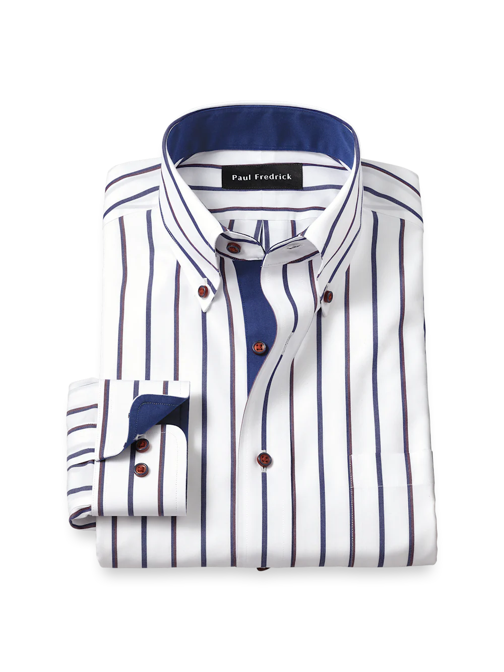 Comfort Stretch Non-Iron Stripe Dress Shirt With Contrast Trim - Multi