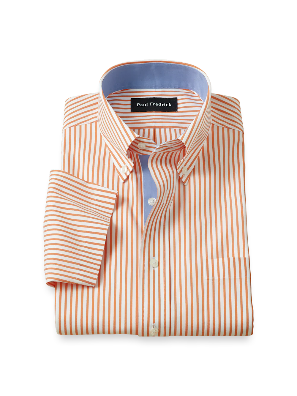 Comfort Stretch Non-Iron Stripe Dress Shirt With Contrast Trim - Melon