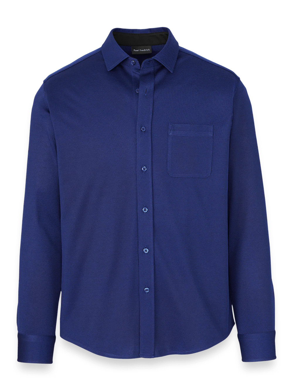 Cotton Blend Button Front Polo - Blue