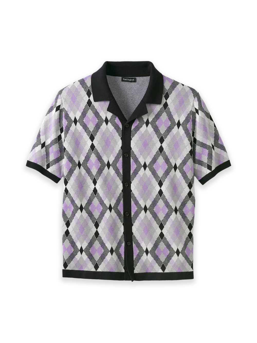 Cotton Button Front Camp Sweater - Purple Multi