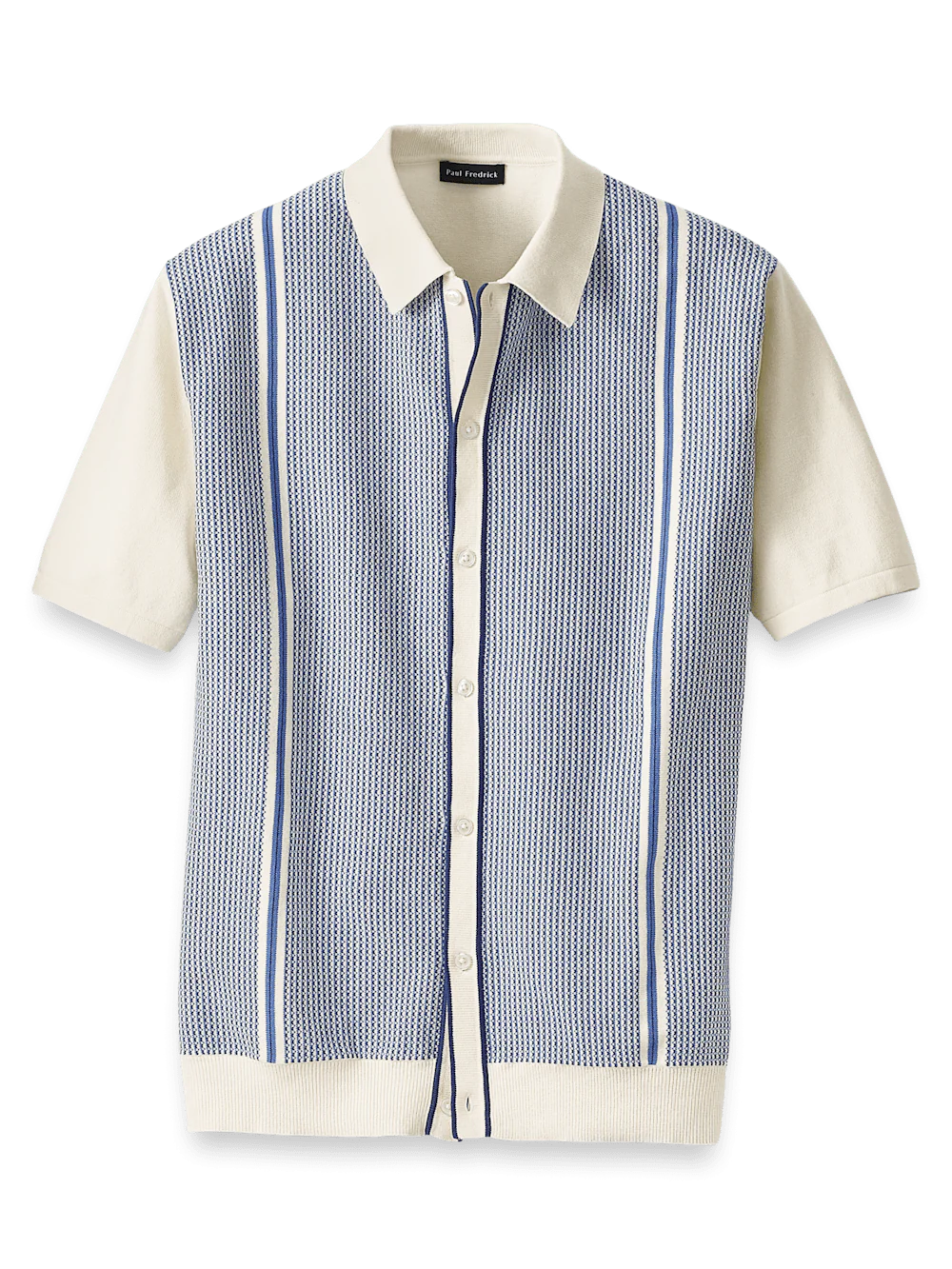 Cotton Button Front Polo - Blue