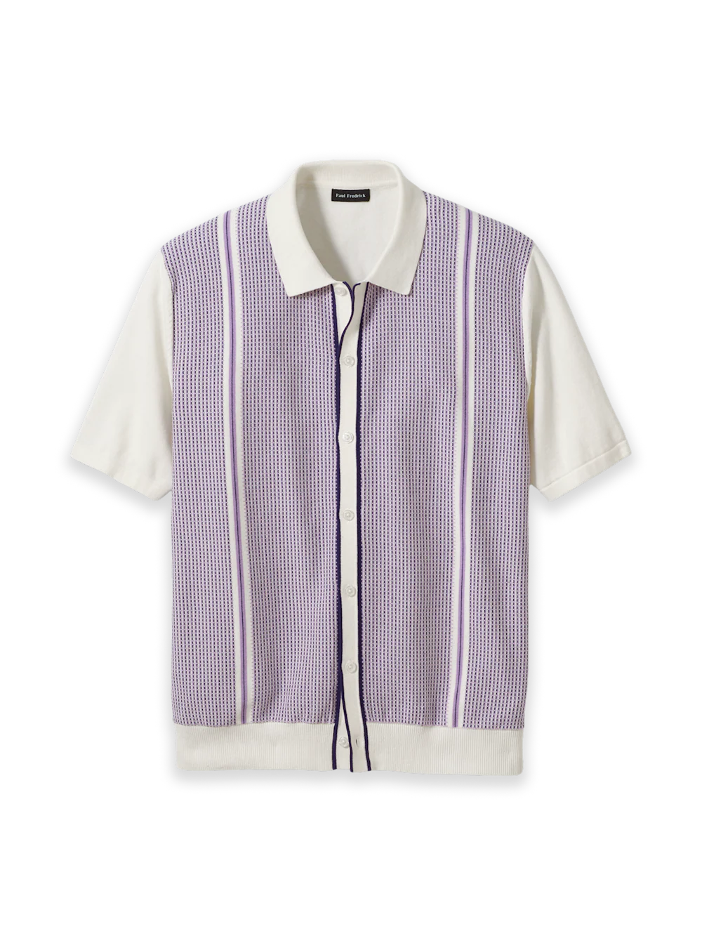 Cotton Button Front Polo - Purple