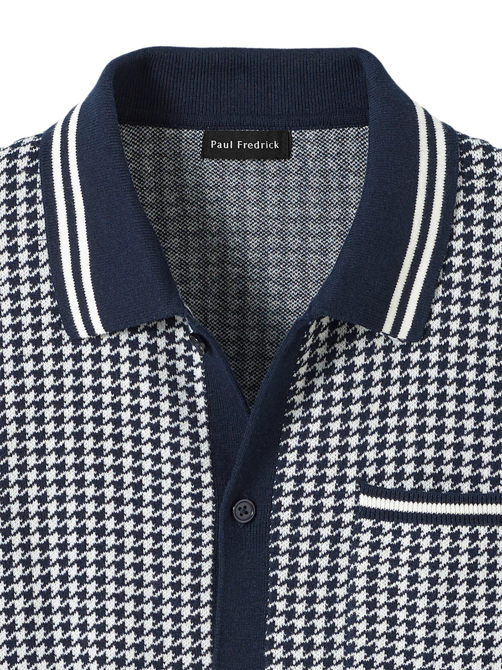 Cotton Button Front Polo - Navy - Image 6