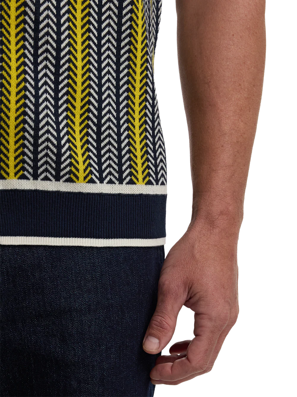 Cotton Button Front Polo - Navy/yellow - Image 4