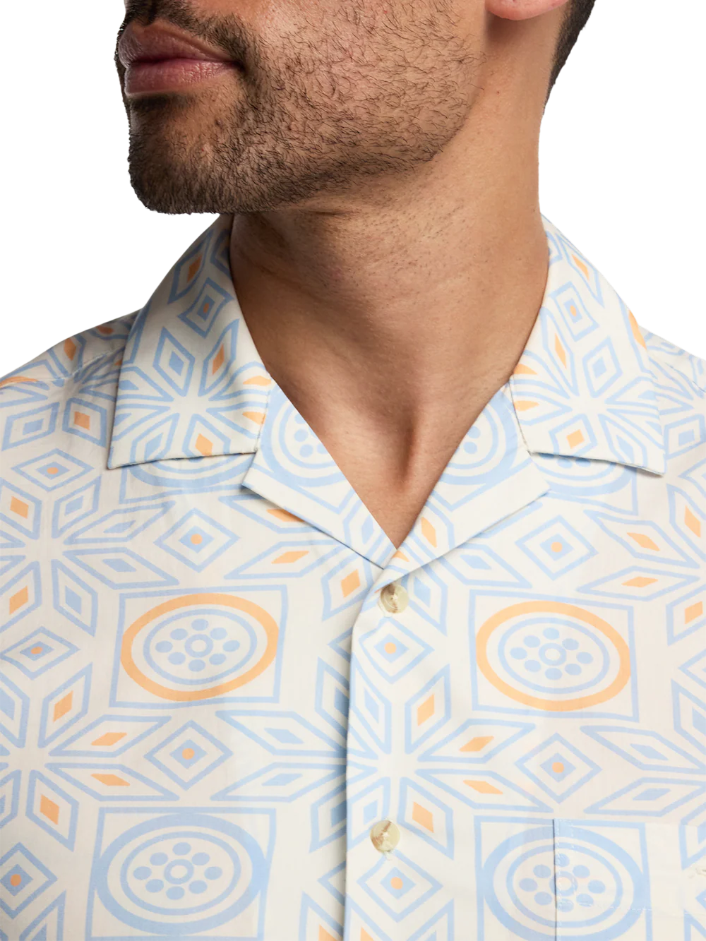 Cotton Geometric Casual Shirt - Blue - Image 3