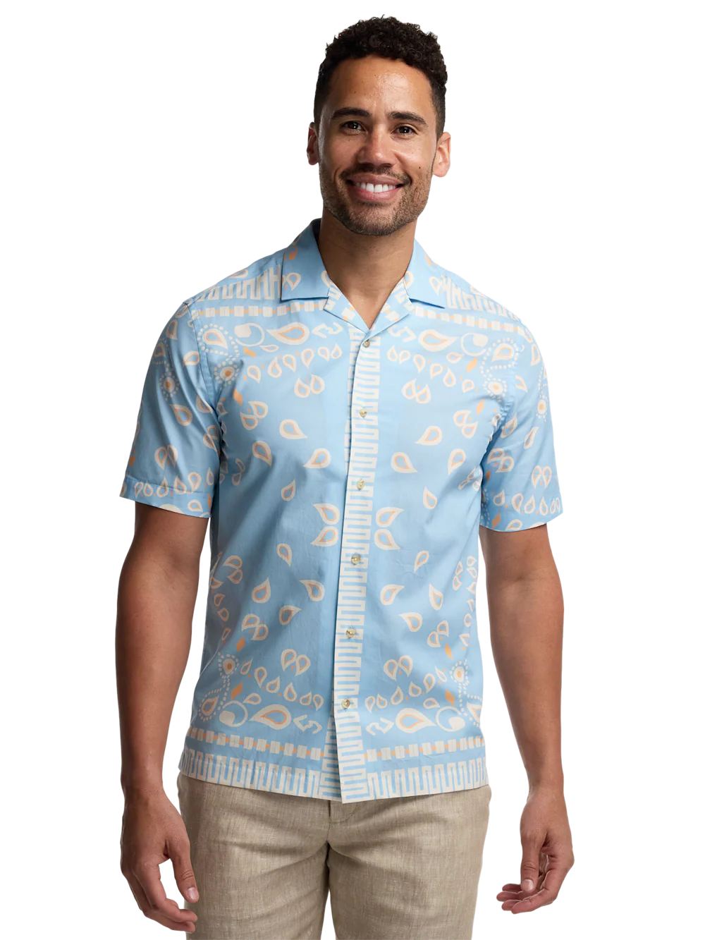 Cotton Paisley Bandana Casual Shirt - Blue - Image 2