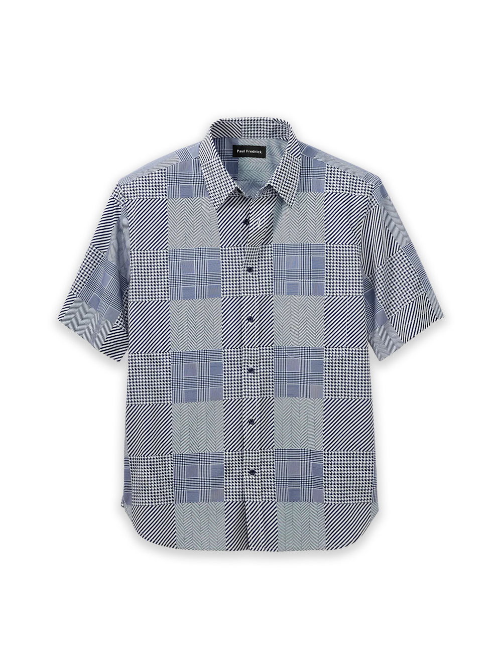 Cotton Patchwork Casual Shirt - Blue