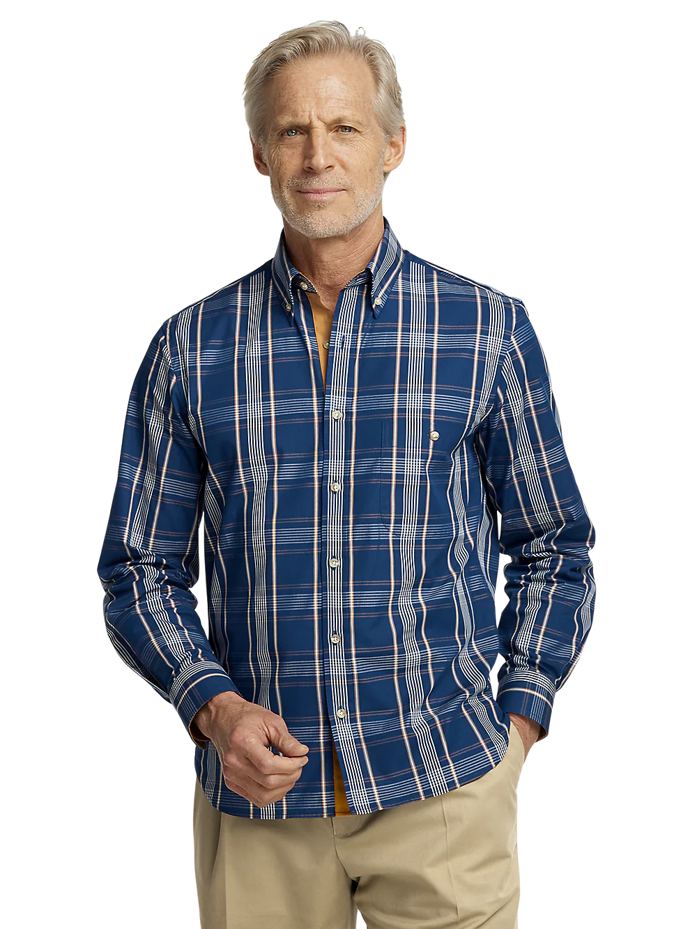Cotton Plaid Casual Shirt - Blue - Image 2