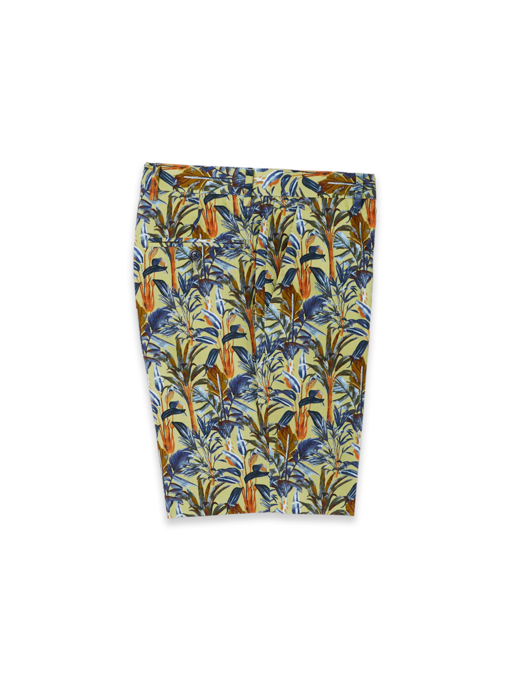 Cotton Printed Flat Front Shorts - Green Multi