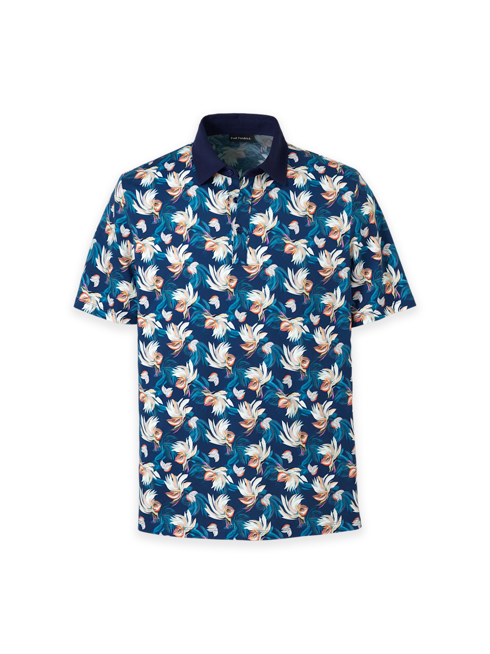 Cotton Three Button Polo - Blue