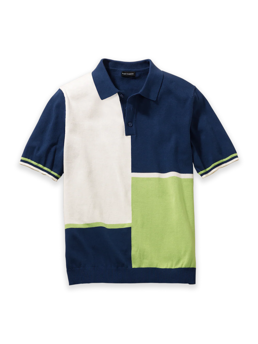 Cotton Three Button Polo - Blue Multi