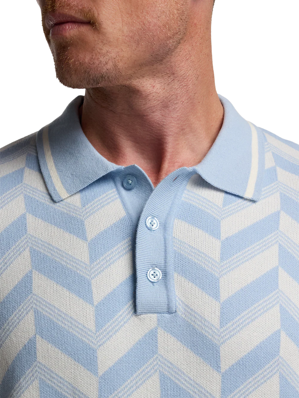 Cotton Three Button Polo - Light Blue - Image 3
