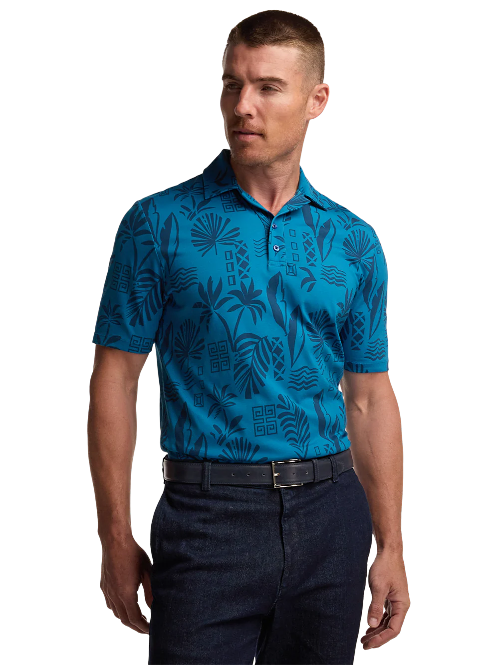 Cotton Two Button Pullover Camp - Teal - Image 2
