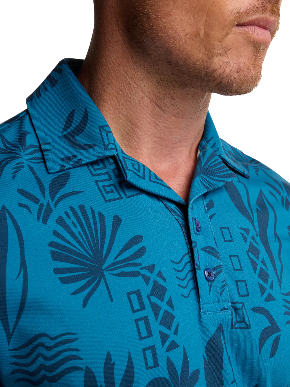 Cotton Two Button Pullover Camp - Teal - Image 3