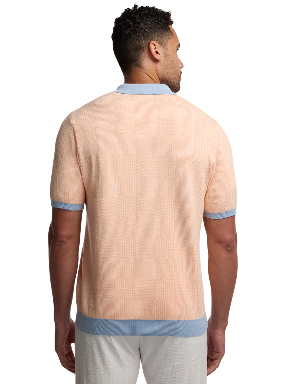 Cotton V-Neck Polo - Peach - Image 5