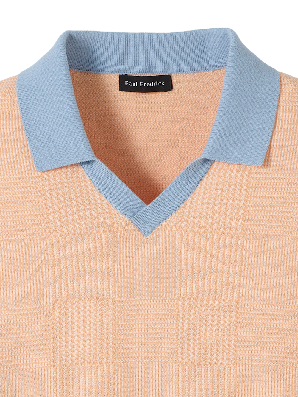 Cotton V-Neck Polo - Peach - Image 6