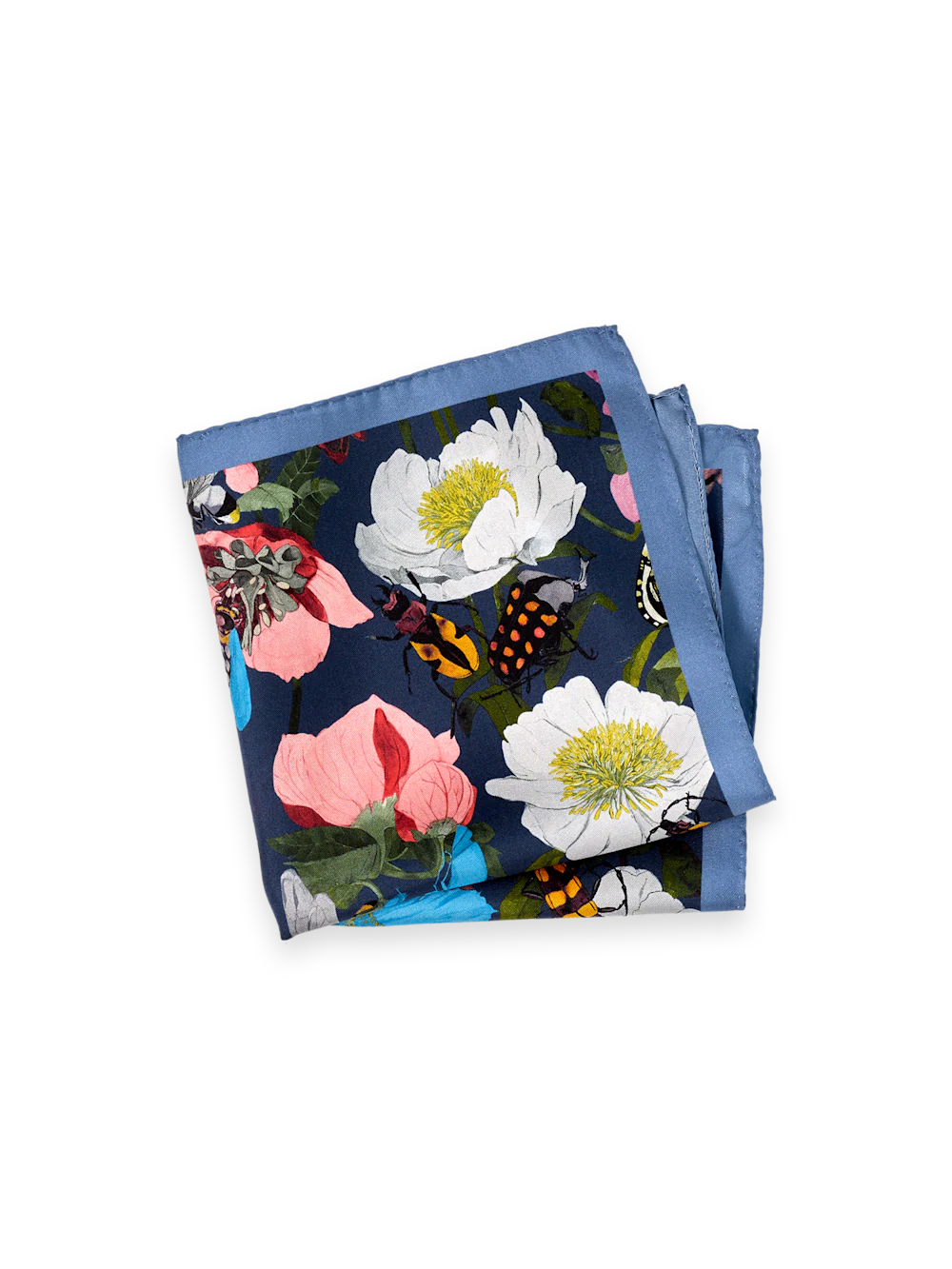 Floral Silk Pocket Square - Navy Multi