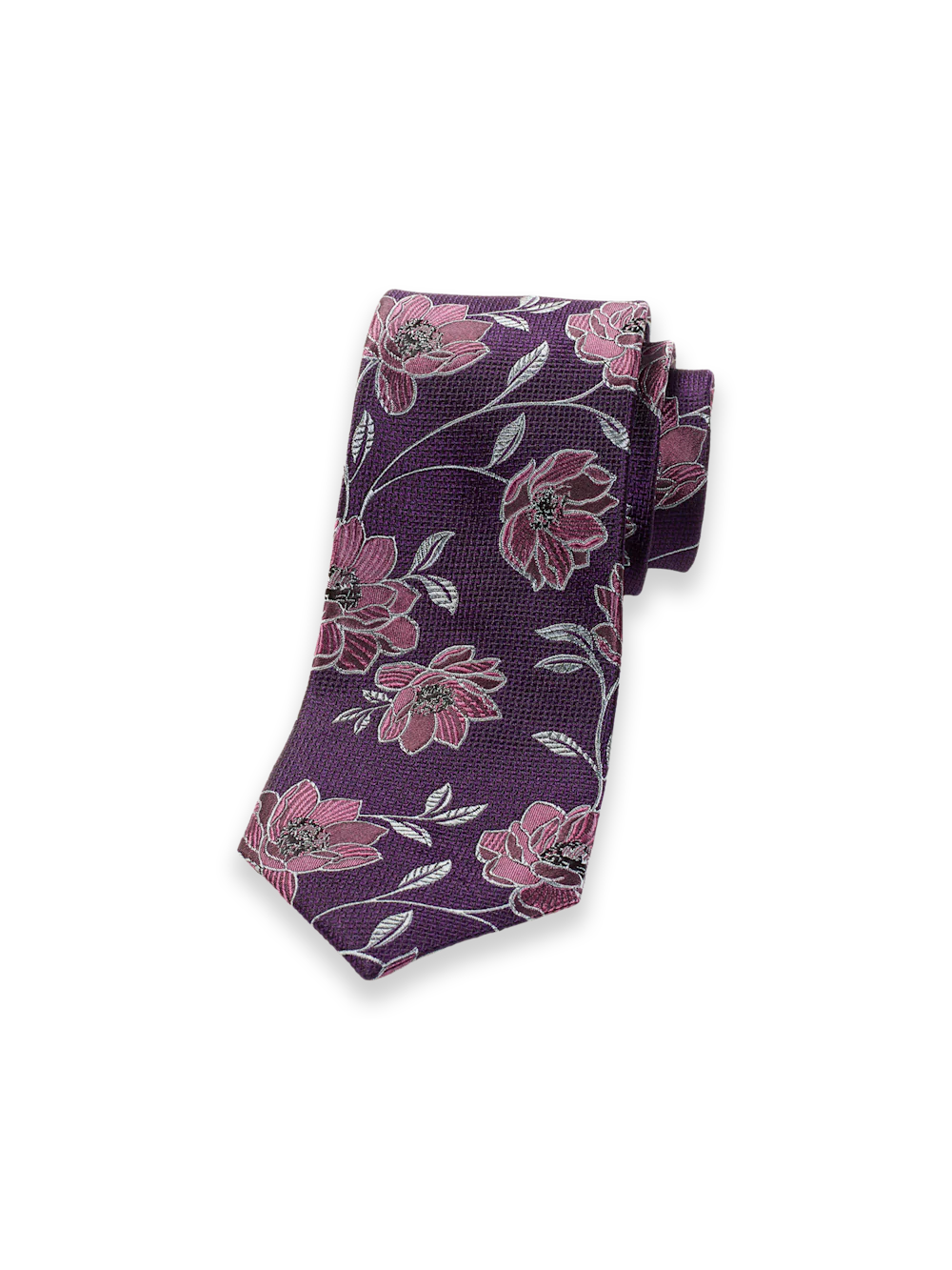 Floral Woven Silk Tie - Purple