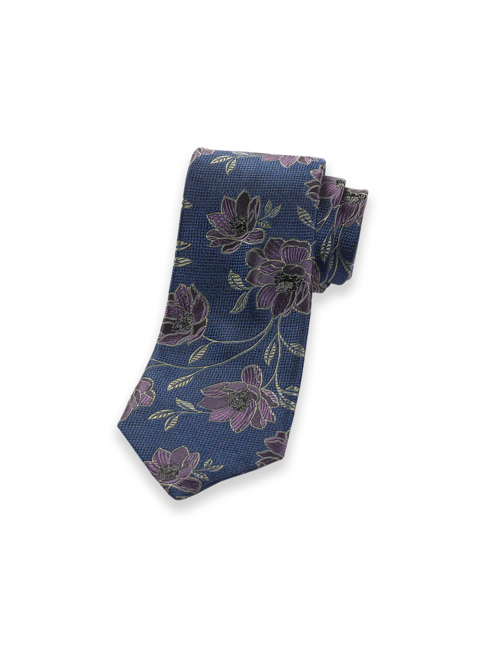 Floral Woven Silk Tie - Blue/purple