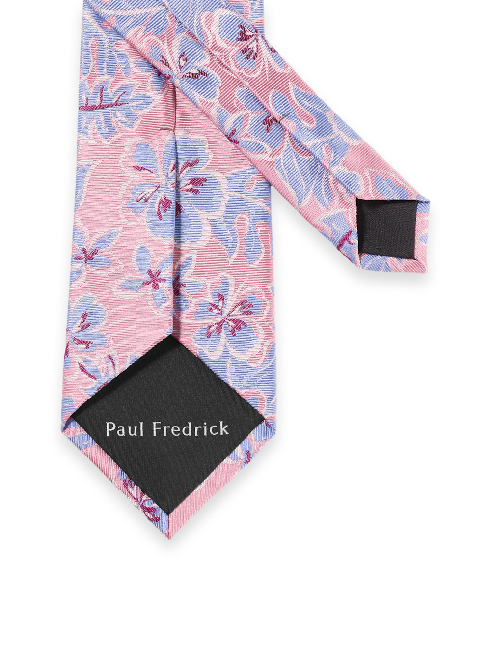 Floral Woven Silk Tie - Pink/blue - Image 3