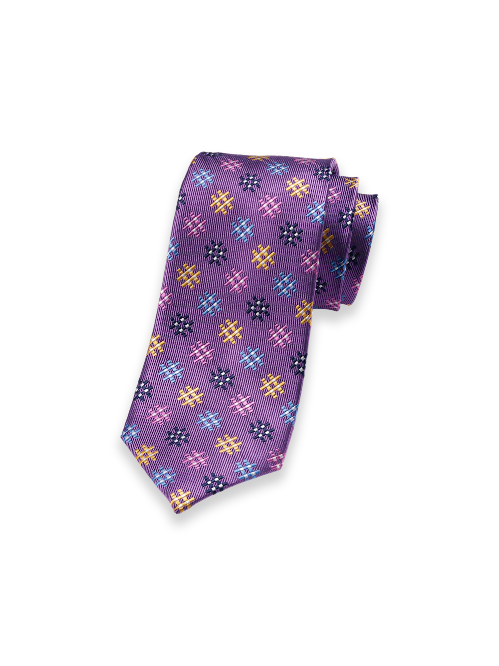 Geometric Woven Silk Tie - Purple Multi