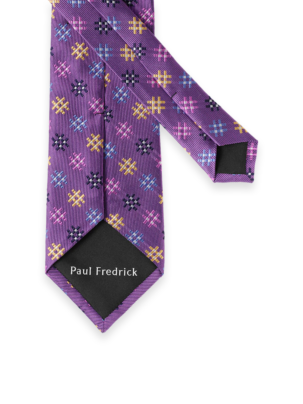Geometric Woven Silk Tie - Purple Multi - Image 2