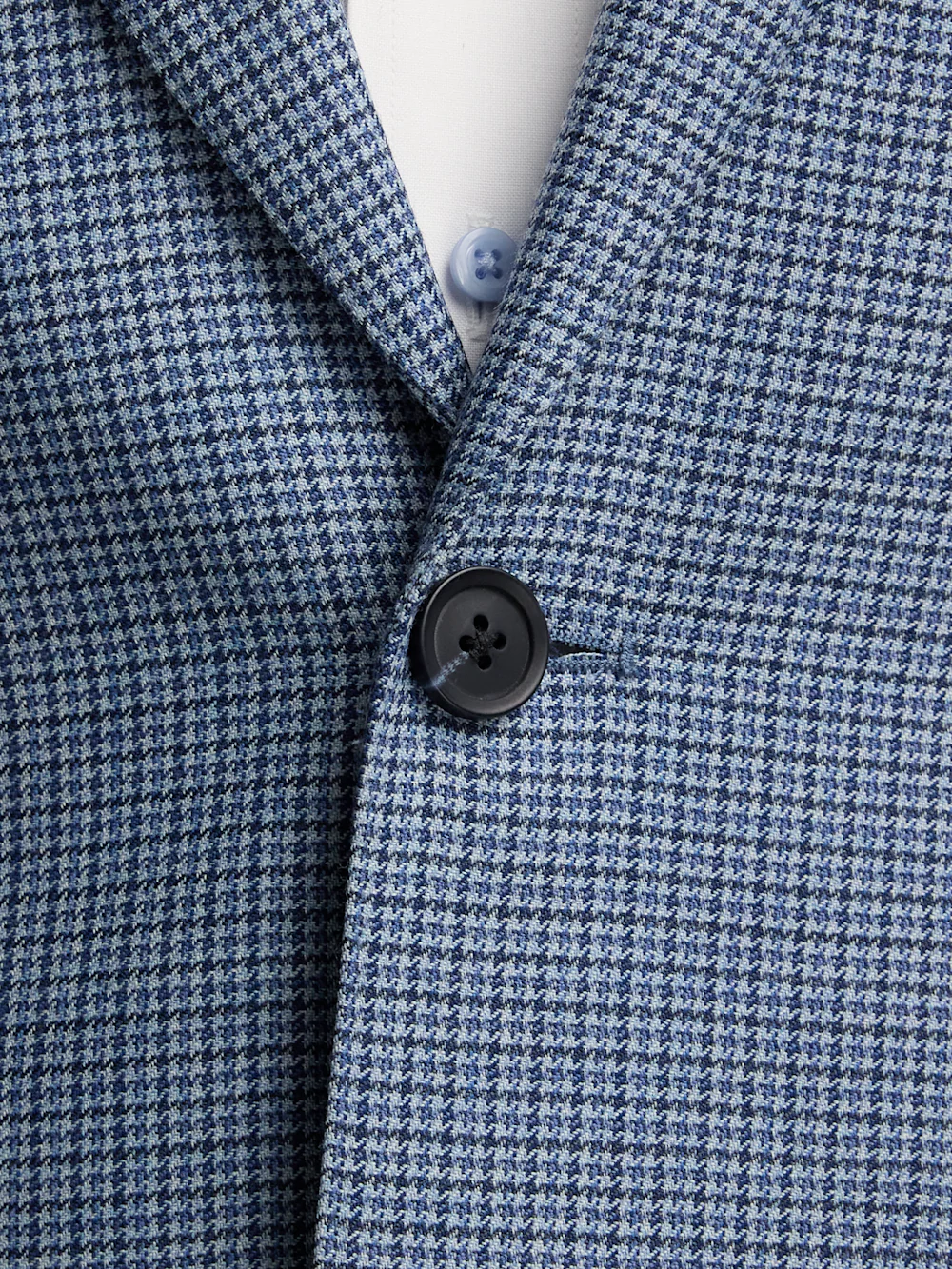 Houndstooth Wool Single Breasted Peak Lapel Suit - Blue Houndstooth - Image 5