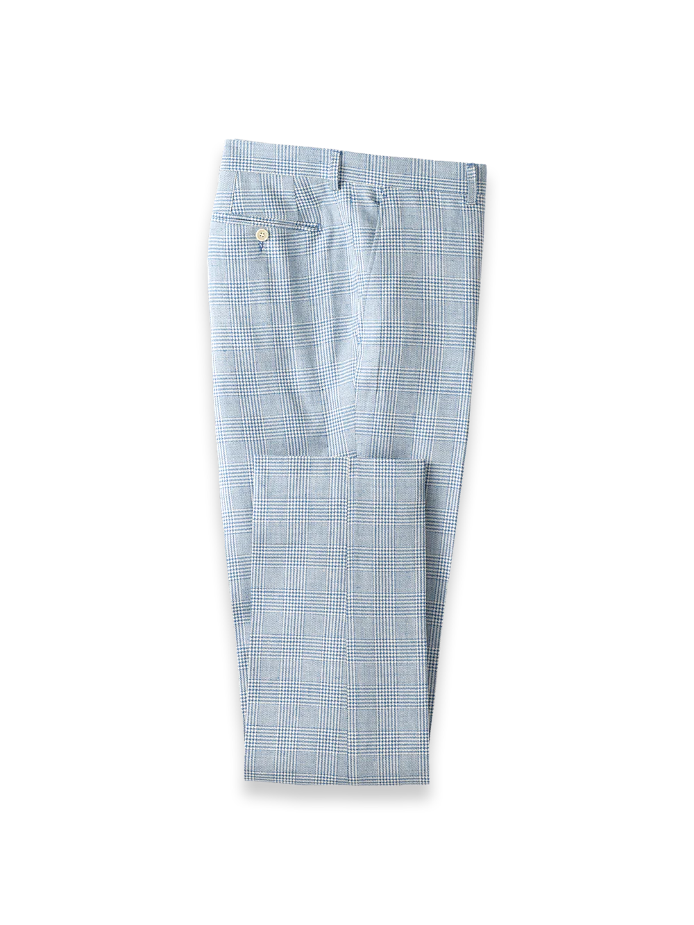 Italian Cotton Blend Single Breasted Notch Lapel Suit - Tan/blue Plaid - Image 9