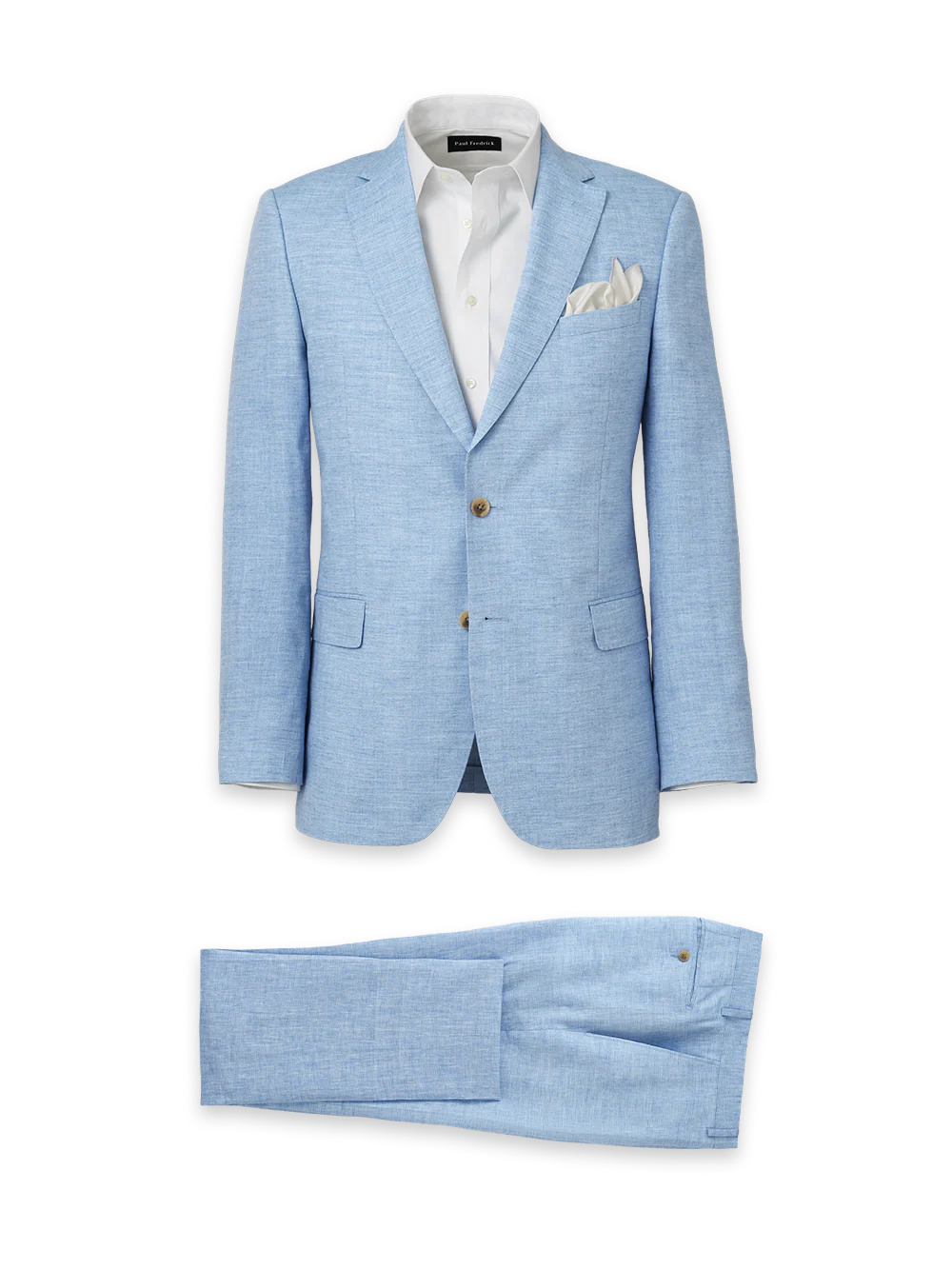 Italian Linen Blend Single Breasted Notch Lapel Suit - Light Blue