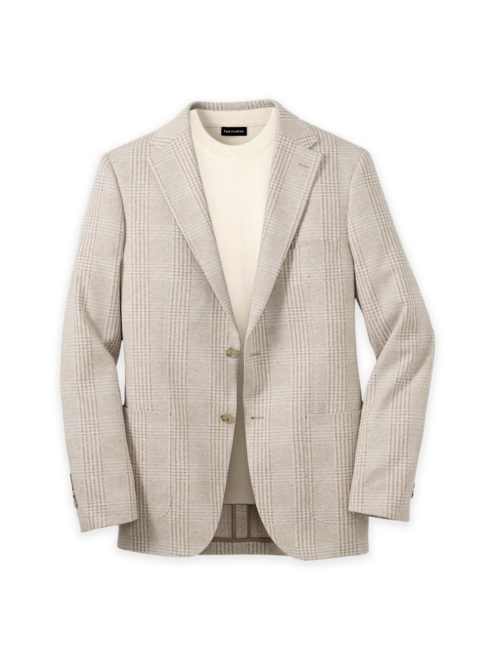 Knit Soft Touch Single Breasted Notch Lapel Sport Coat - Tan