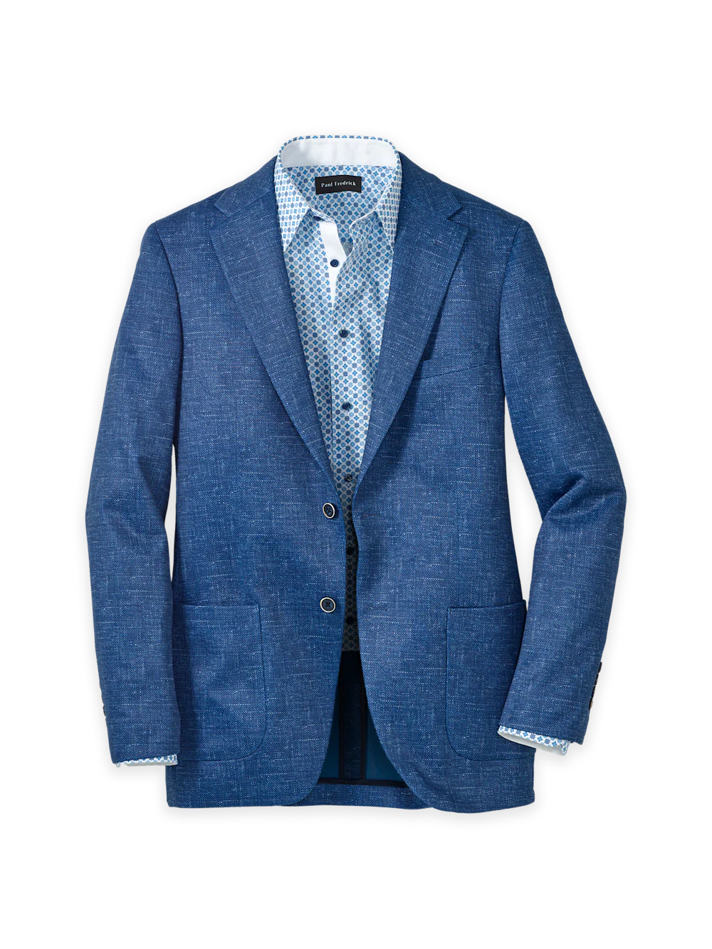 Knit Soft Touch Single Breasted Notch Lapel Sport Coat - Blue