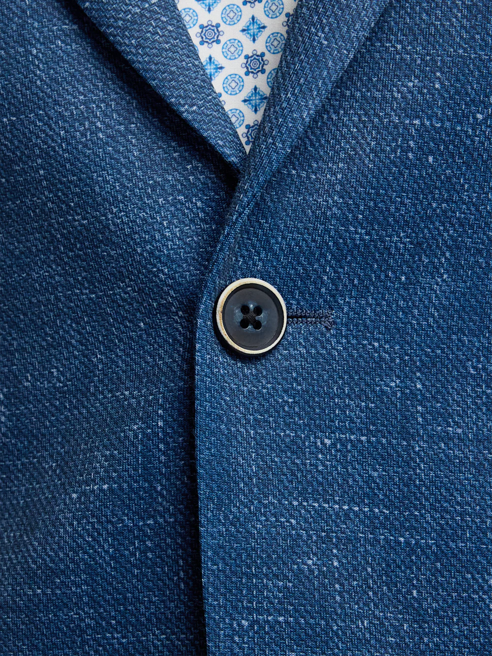 Knit Soft Touch Single Breasted Notch Lapel Sport Coat - Blue - Image 5