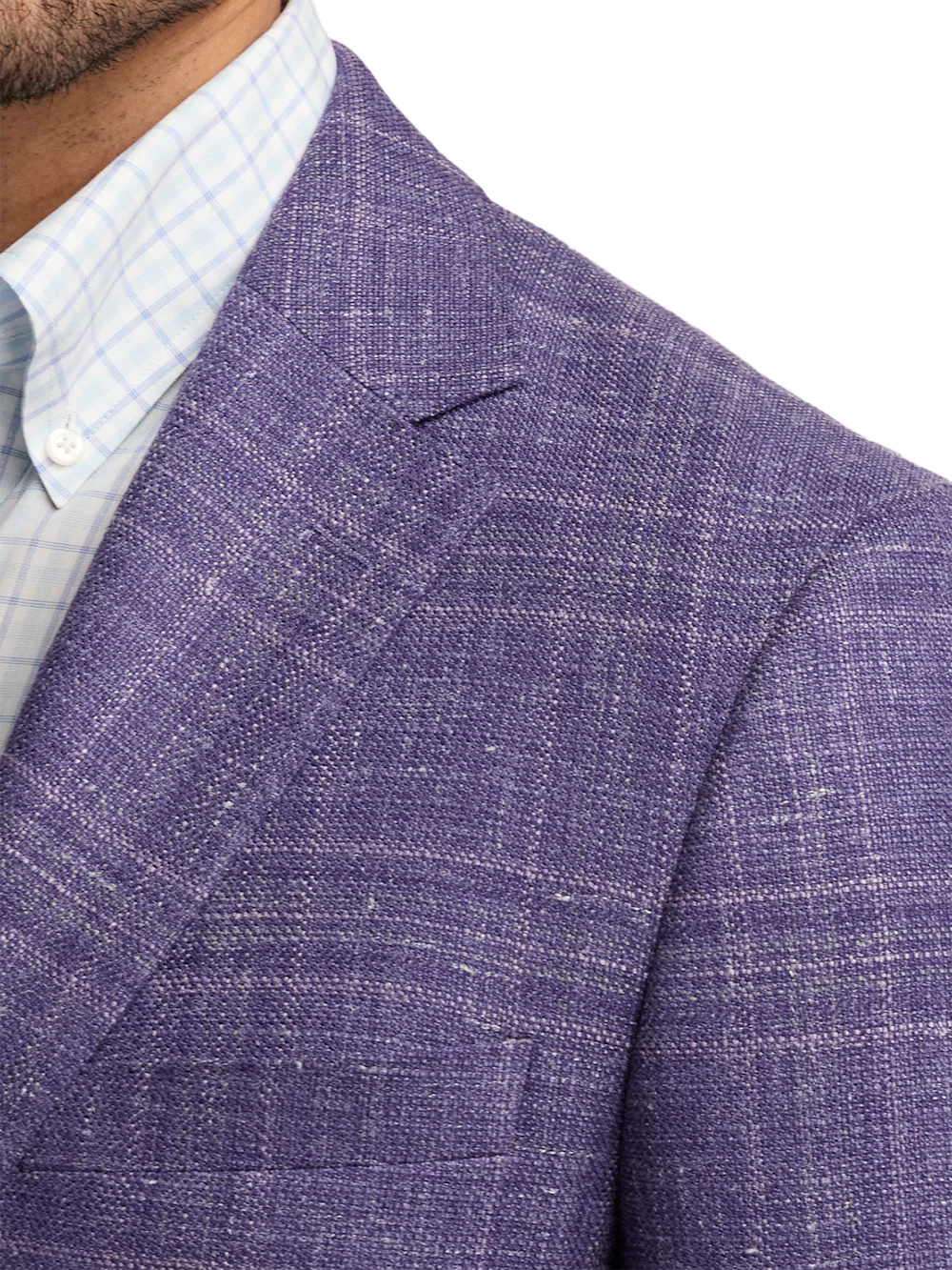 Knit Soft Touch Single Breasted Notch Lapel Sport Coat - Purple - Image 6