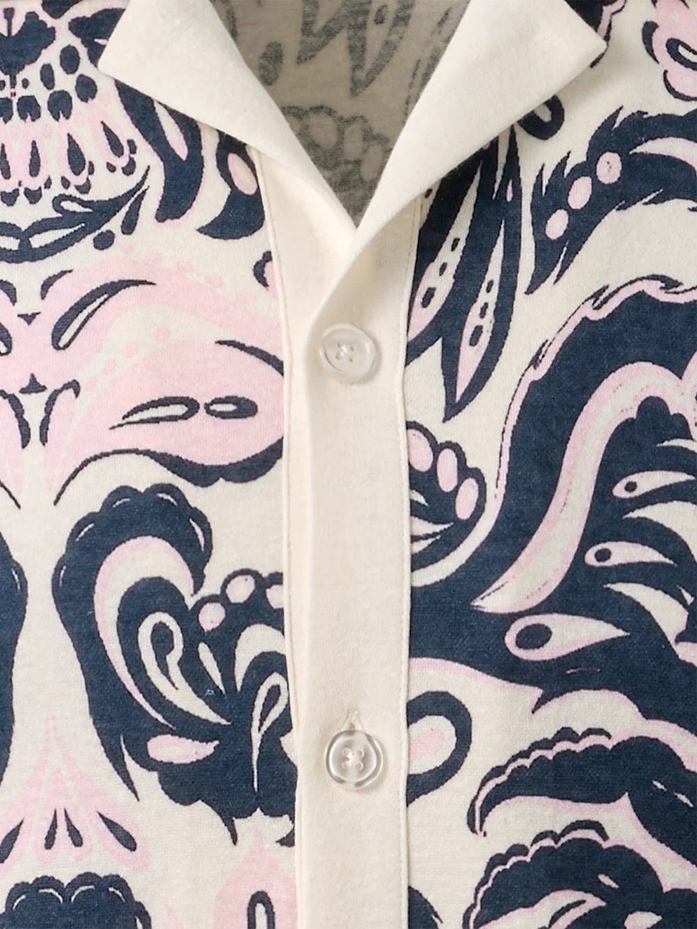 Linen Blend Button Front Camp - Navy/pink - Image 6