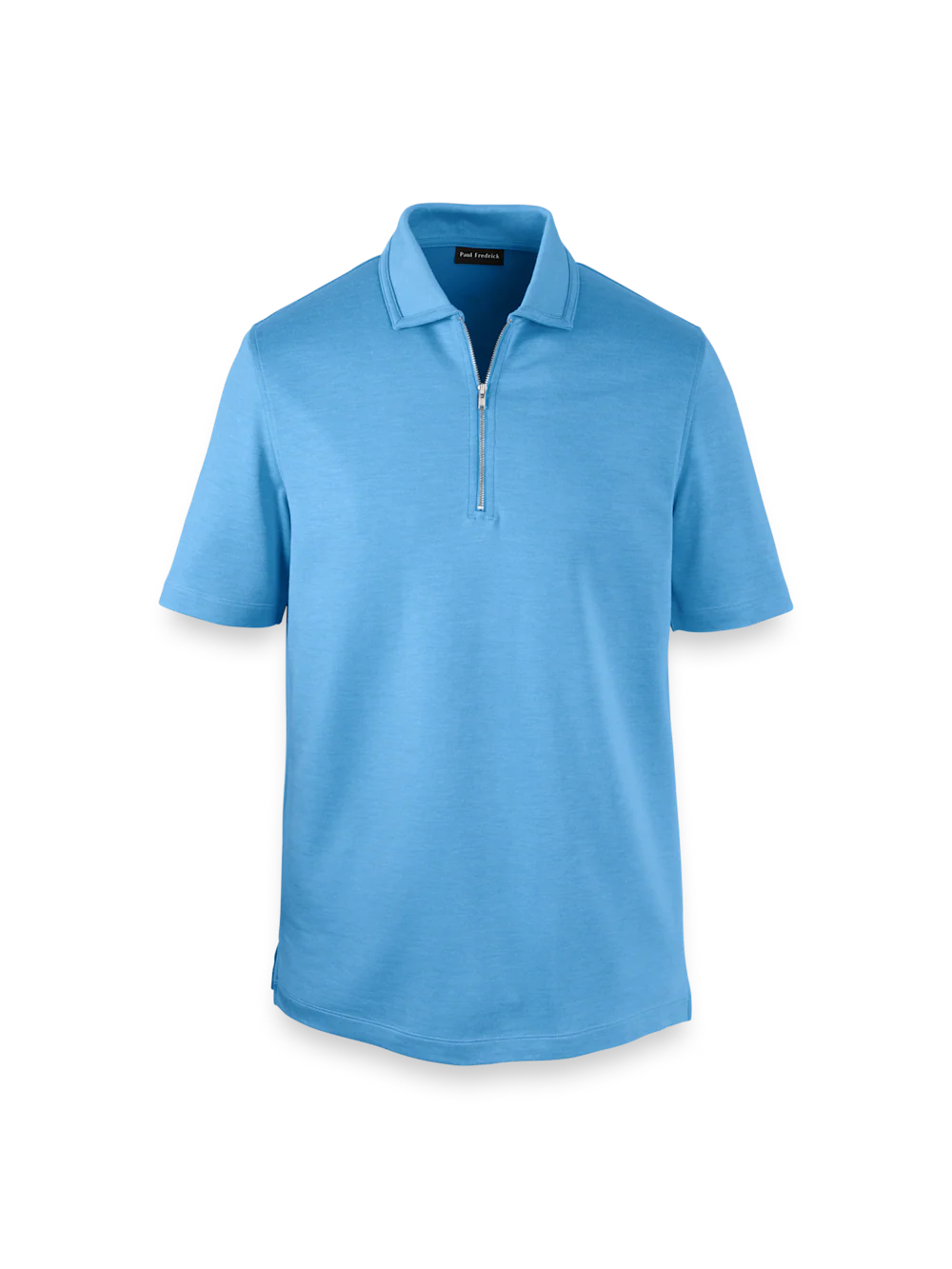 Lyocell Blend Quarter Zip Polo - Blue