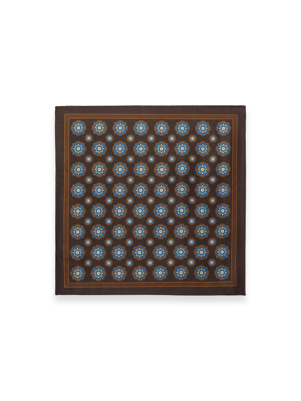 Medallion Silk Pocket Square - Brown Multi - Image 2