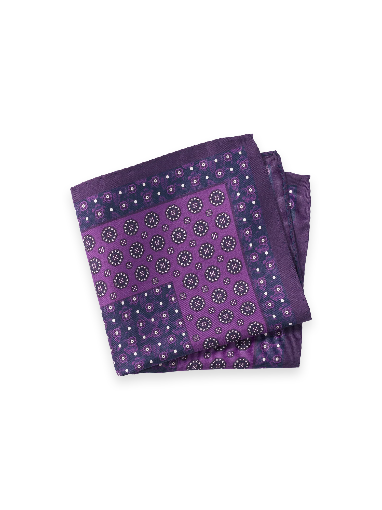 Medallion Silk Pocket Square - Purple
