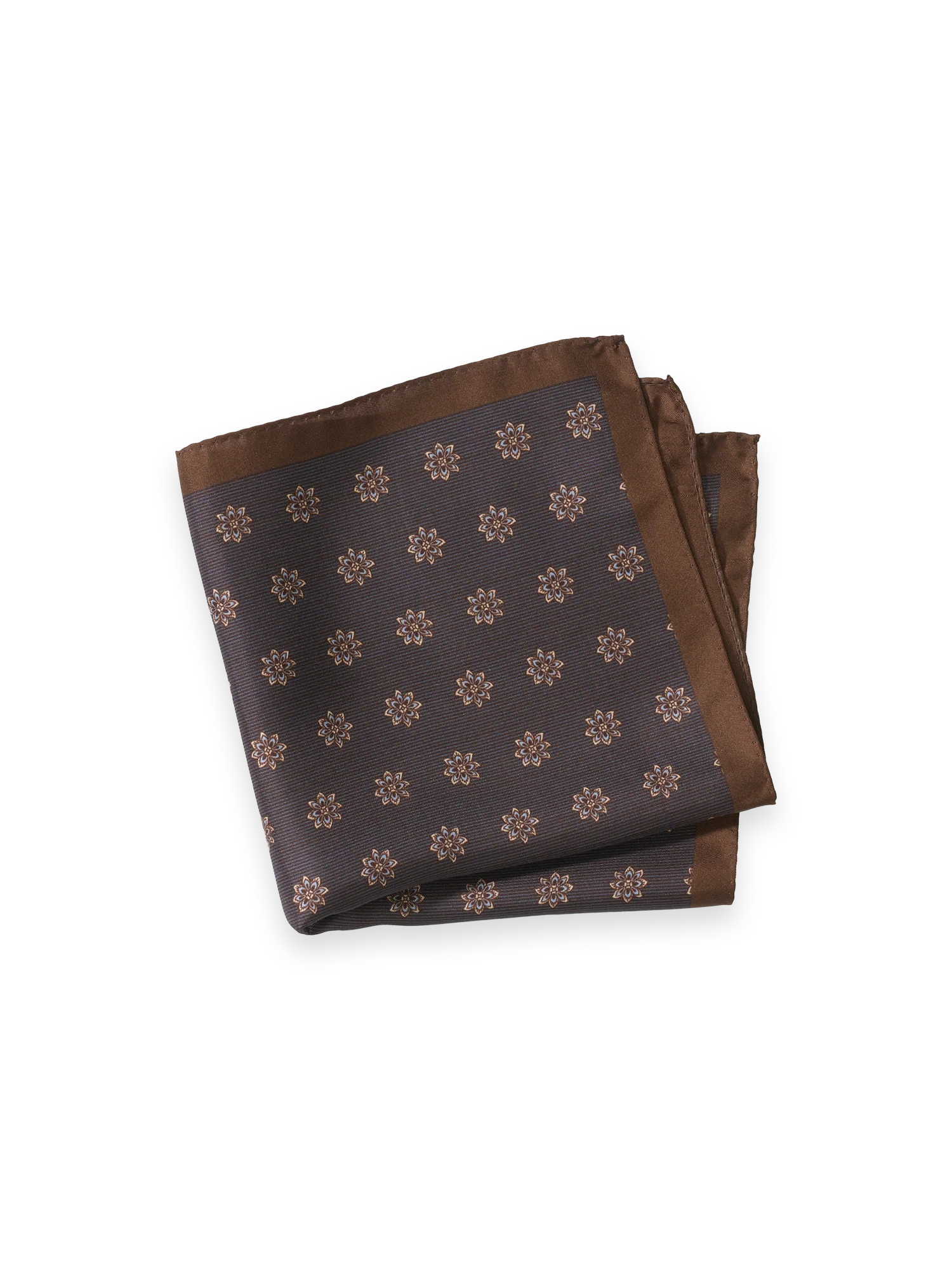 Medallion Silk Pocket Square - Brown